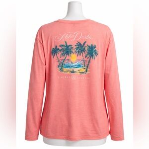 Lauren James Sunset Palm Coral Tee XL